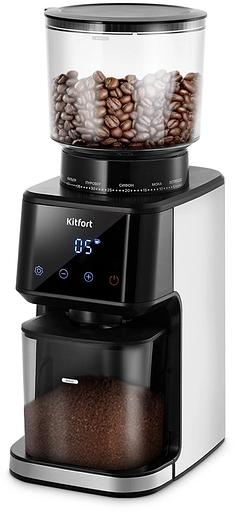 Кофемолка Kitfort КТ-7517 165Вт сист.помол.:жернова вместим.:275гр черный/серебристый фото 1