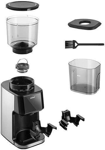 Кофемолка Kitfort КТ-7517 165Вт сист.помол.:жернова вместим.:275гр черный/серебристый фото 8