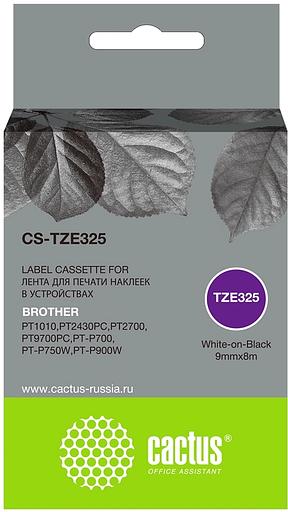 Картридж ленточный Cactus CS-TZE325 TZE-325 белый на черном 9x8 для Brother 1010/1280/1280VP/2700VP фото 1