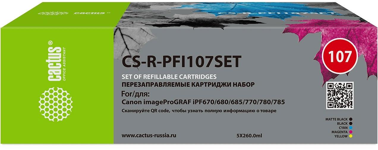 Картридж струйный Cactus CS-R-PFI107SET набор 5шт.упак. для Canon imageProGRAF iPF670/680/685/770/780/785 фото 1