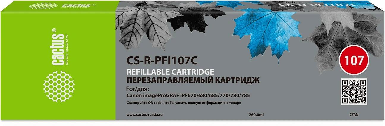 Картридж перезаправляемый струйный Cactus CS-R-PFI107C голубой для Canon imageProGRAF iPF670/680/685/770/780/785 фото 1