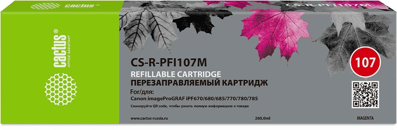 Картридж перезаправляемый струйный Cactus CS-R-PFI107M пурпурный для Canon imageProGRAF iPF670/680/685/770/780/785 фото 1