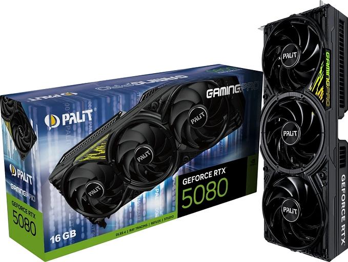 Видеокарта Palit PA-RTX5080 GAMINGPRO 16GB V1 GDDR7 256bit 3xDP HDMI 3FAN RTL фото 10