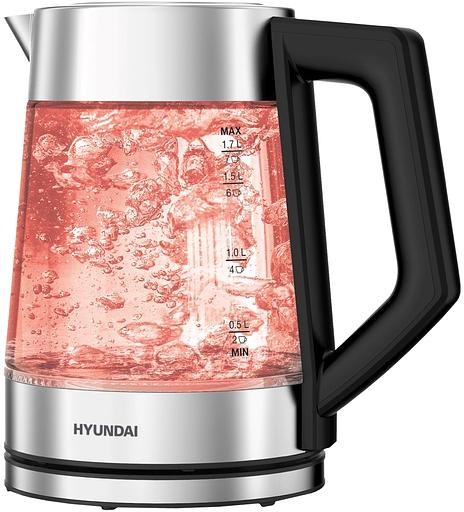 Чайник электрический Hyundai HYK-G4402 1.7л. 2200Вт черный/серебристый корпус: стекло фото 1