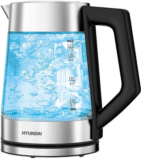 Чайник электрический Hyundai HYK-G4402 1.7л. 2200Вт черный/серебристый корпус: стекло фото 3