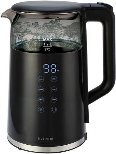 Чайник электрический Hyundai HYK-G5403 1.7л. 2200Вт черный корпус: стекло фото 2