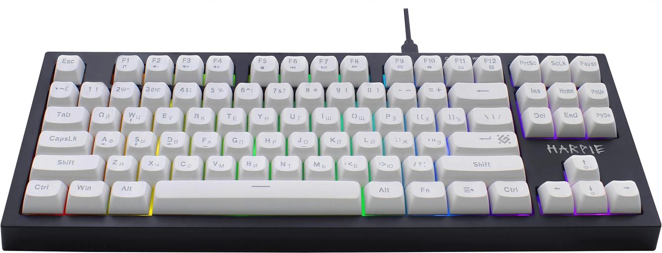 Клавиатура DEFENDER (45401) Harpie GK-401 RU,чер/бел,87кн+FN,радуж,1.5м фото 3