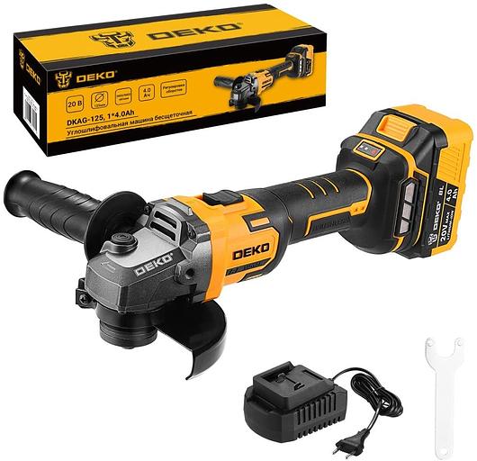 Углошлифовальная машина бесщеточная DEKO DKAG-125, 20В, 1*4.0Ач фото 2