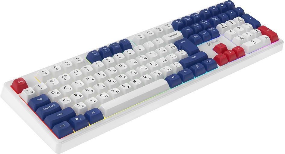 Клавиатура Оклик 725G белый/красный USB Multimedia for gamer LED (2070294) фото 7