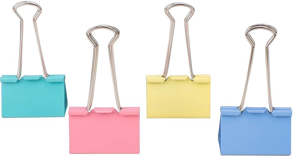 Зажимы Deli E8552A металл 41мм ассорти (упак.:24шт) пластиковая коробка фото 3