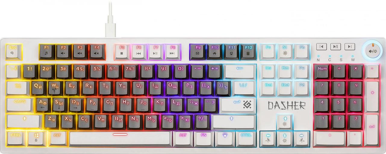 Клавиатура механическая DEFENDER (45473) Dasher GK-472 RU,серый/белый фото 1