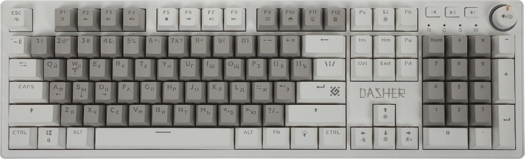 Клавиатура механическая DEFENDER (45473) Dasher GK-472 RU,серый/белый фото 2