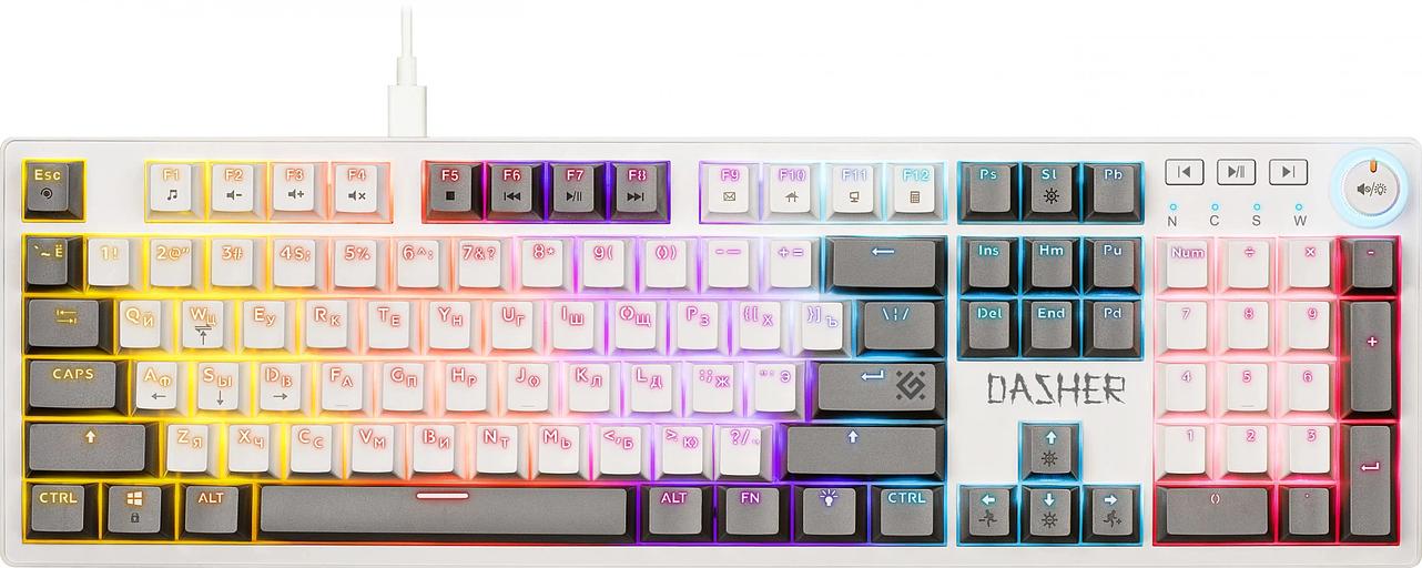 Клавиатура механическая DEFENDER (45472) Dasher GK-472 RU,белый/серебро фото 1