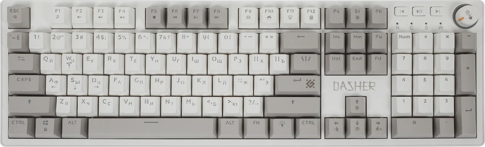 Клавиатура механическая DEFENDER (45472) Dasher GK-472 RU,белый/серебро фото 2