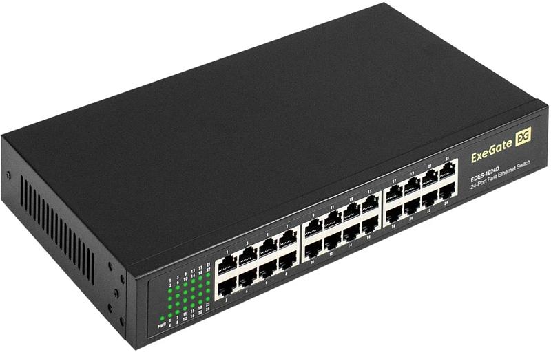 Коммутатор неуправляемый ExeGate EDES-1024D (24-портовый UTP 10/100Mbps, металлический корпус, с возможностью установки в стойку) фото 1