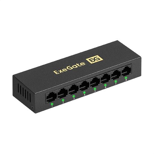 Коммутатор неуправляемый ExeGate EDES-1008D (8-портовый UTP 10/100Mbps, металлический корпус, с функцией энергосбережения (EEE), настольный/настенный) фото 1