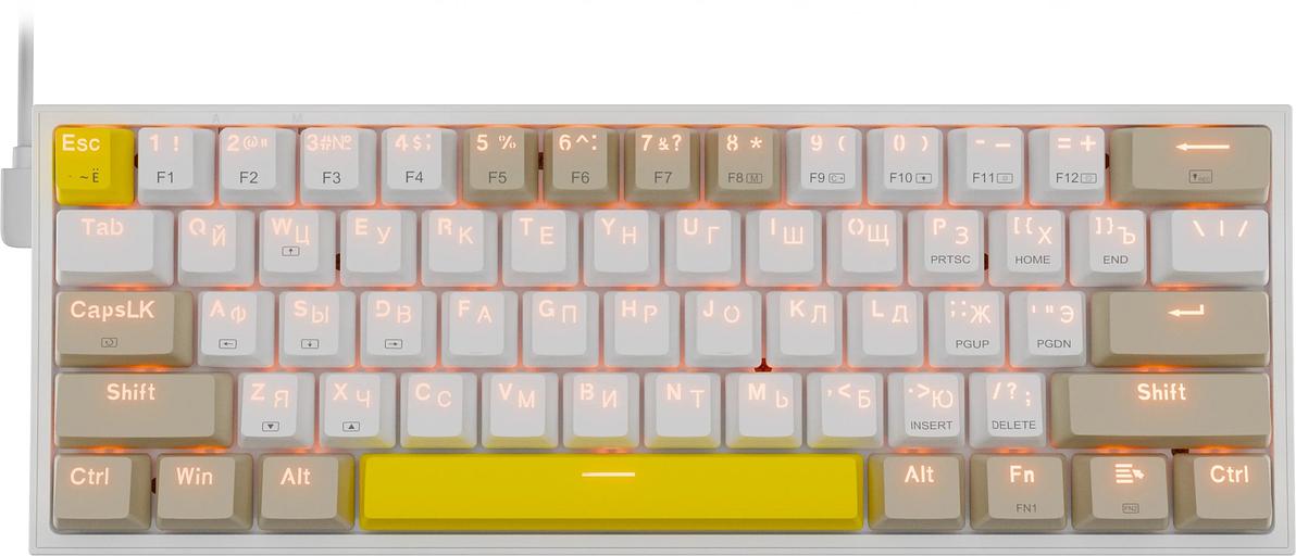Клавиатура REDRAGON (72596) Fizz RU,Rainbow,беж-желт,red свитч фото 1