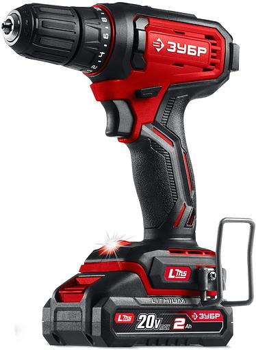 ЗУБР 20 В, 40 Н·м, 2 АКБ LMS (2 А·ч), дрель-шуруповерт, сумка (ДШ-40-22) фото 1