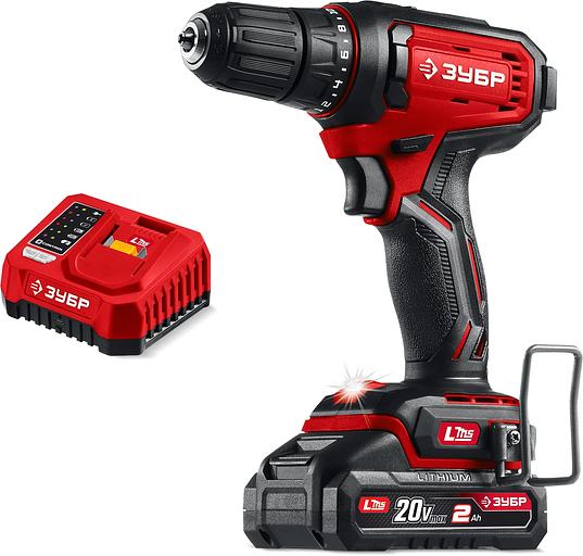 ЗУБР 20 В, 40 Н·м, 1 АКБ LMS (2 А·ч), ударная дрель-шуруповерт (ДШУ-40-21) фото 2