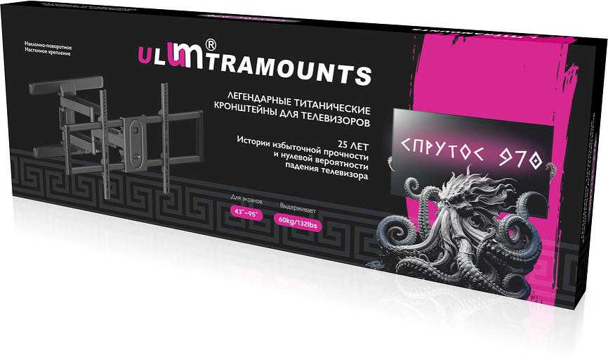 Кронштейн для телевизора Ultramounts UM970 черный 95"-120" макс.60кг настенный поворот и наклон фото 7