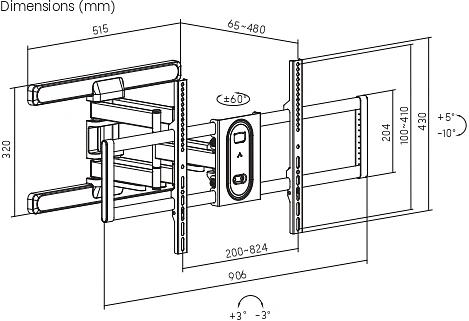 Кронштейн для телевизора Ultramounts UM970 черный 95"-120" макс.60кг настенный поворот и наклон фото 8