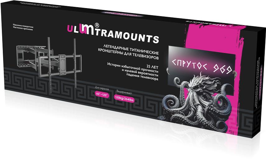 Кронштейн для телевизора Ultramounts UM969 черный 60"-120" макс.120кг настенный поворот и наклон фото 6