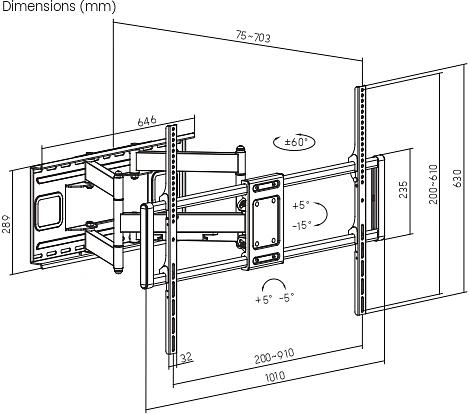Кронштейн для телевизора Ultramounts UM969 черный 60"-120" макс.120кг настенный поворот и наклон фото 7