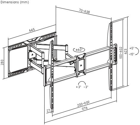 Кронштейн для телевизора Ultramounts UM968 черный 43"-105" макс.50кг настенный поворот и наклон фото 7