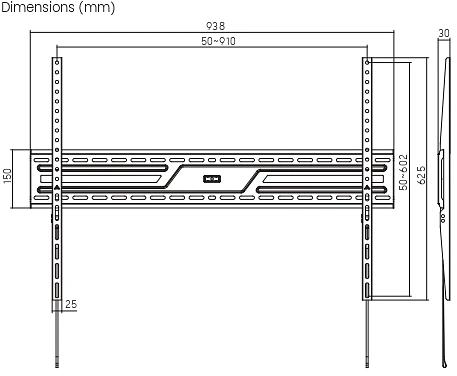 Кронштейн для телевизора Ultramounts UM824F черный 43"-100" макс.75кг настенный фиксированный фото 9