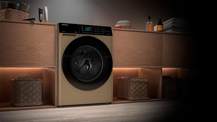 Стиральная машина Hiberg i-DDQ9-712 G класс: A+++ загр.фронтальная макс.:7кг золотистый инвертер фото 6