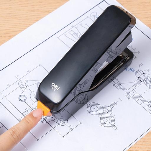 Степлер настольный Deli E0371S BLACK E0371S Exceed 24/6 24/8 26/6 26/8 (55листов) снижение усилия плоский подгиб скобы черный 50скоб металл/пластик коробка фото 3