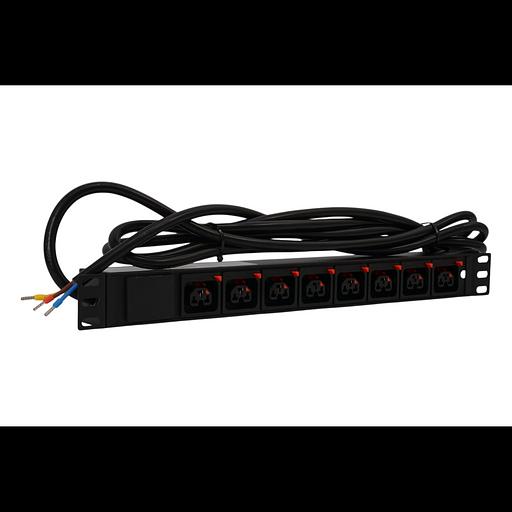 Блок розеток серии SNR-PDU с локальным измерением на 8хС13/C19 с фиксаторами, шнур питания 3м 3x2.5мм² без вилки, 230В, 16A фото 1