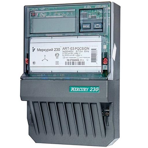 Счетчик электроэнергии Меркурий 230 АМ-03 трехфазный однотарифный, 5(7,5), кл.точ. 0.5S, Щ, ЭМОУ, имп. выход фото 1