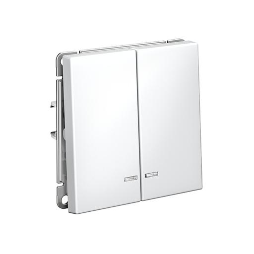 ARTGALLERY 2-клавишный выключатель с подсветкой, сх.5а, 10АХ, механизм, белый фото 2