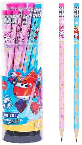 Карандаш ч/г Deli EC055-HB 2.2мм HB шестигран. липа ассорти ластик фото 1