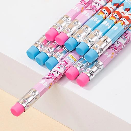 Карандаш ч/г Deli EC055-HB 2.2мм HB шестигран. липа ассорти ластик фото 2