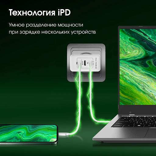Сетевое зар./устр. Digma Pro DPW6B 65W 3.25A (PD+QC) 2хUSB-C/USB-A универсальное белый (DPW6B5GX12WH) фото 5
