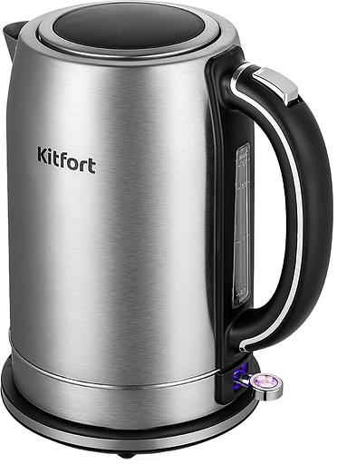 Чайник электрический Kitfort КТ-6175 1.7л. 2200Вт серебристый/черный корпус: металл/пластик фото 1