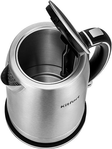 Чайник электрический Kitfort КТ-6175 1.7л. 2200Вт серебристый/черный корпус: металл/пластик фото 6