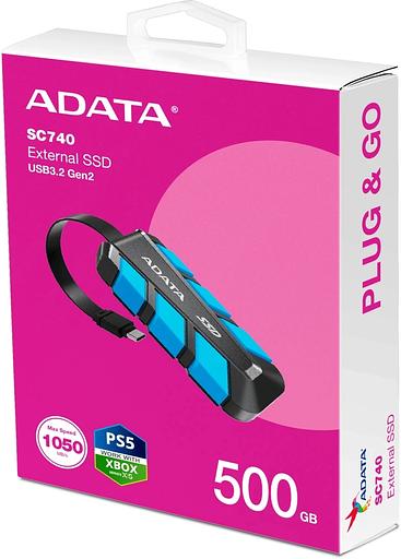 Накопитель SSD A-Data USB3.2 Gen2 500GB SC740-500G-CBU SC740 синий фото 6