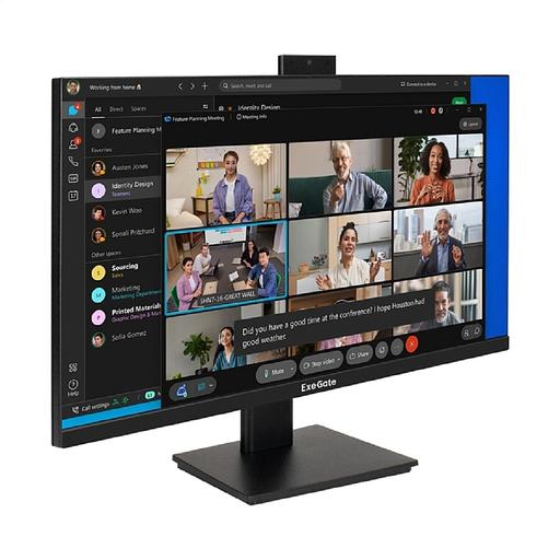Монитор со встроенной веб-камерой и аудио выходом 27" ExeGate SuperView EA2700A (IPS LED Grade A+, FHD, 1920x1080@75Гц, 16:9, 250cd/m2, 1000:1, 178°/178°, 5ms, D-Sub, HDMI, audio-out, FHD веб-камера 2MP, микрофон, Flicker-free, Low Blue Light, кабель HDMI фото 1