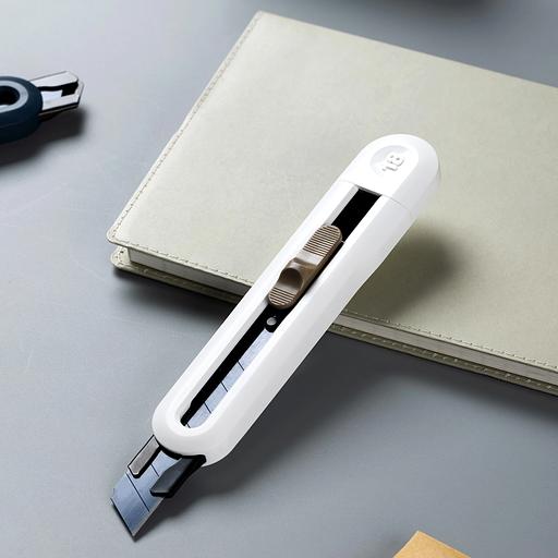 Нож канцелярский Deli ENS062-WHITE Nusign шир.лез.18мм выдвижное лезвие фиксатор 8 сменных лезвий металл/пластик белый фото 3