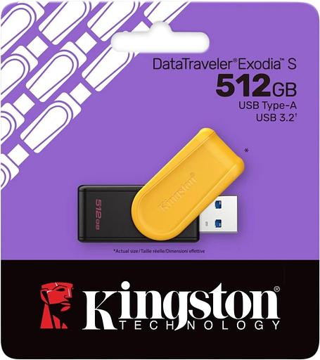 Флеш Диск Kingston 512GB DataTraveler Exodia S DTXS/512GB USB3.2 желтый/черный фото 3