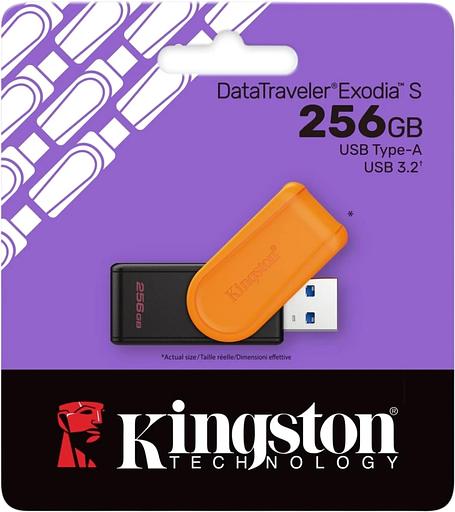 Флеш Диск Kingston 256GB DataTraveler Exodia S DTXS/256GB USB3.2 оранжевый/черный фото 3