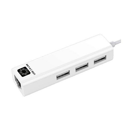 5bites Кабель-адаптер UA2-45-06WH USB2.0 / 3*USB2.0 / RJ45 100MB / WHITE фото 1