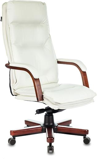 Кресло руководителя Бюрократ T-9927Walnut слоновая кость кожа крестов. металл/дерево фото 2