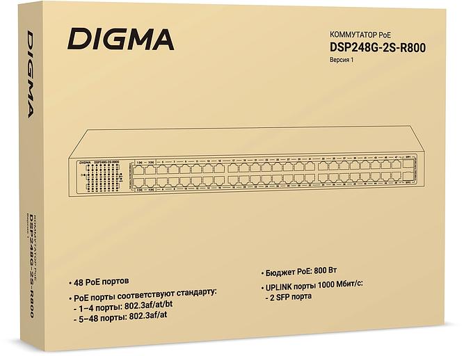 Коммутатор Digma DSP248G-2S-R800 DSP248G-2S-R800 V1 (L2) 48x1Гбит/с 2SFP 48PoE 48PoE+ 4PoE++ 800W неуправляемый фото 5
