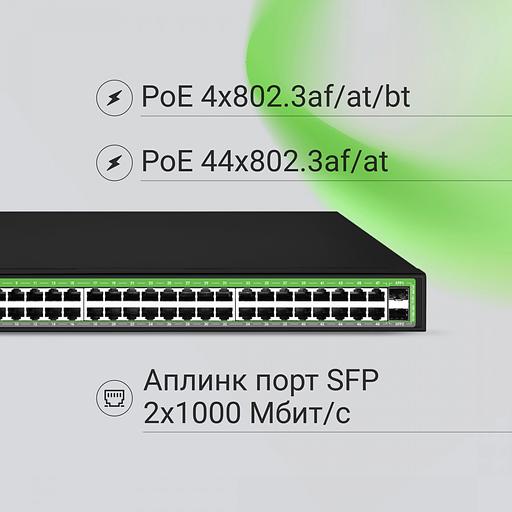 Коммутатор Digma DSP248G-2S-R800 DSP248G-2S-R800 V1 (L2) 48x1Гбит/с 2SFP 48PoE 48PoE+ 4PoE++ 800W неуправляемый фото 7