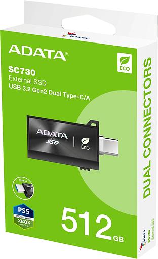 Накопитель SSD A-Data USB3.2 Gen2 512GB SC730-512G-CACTI SC730 черный фото 5