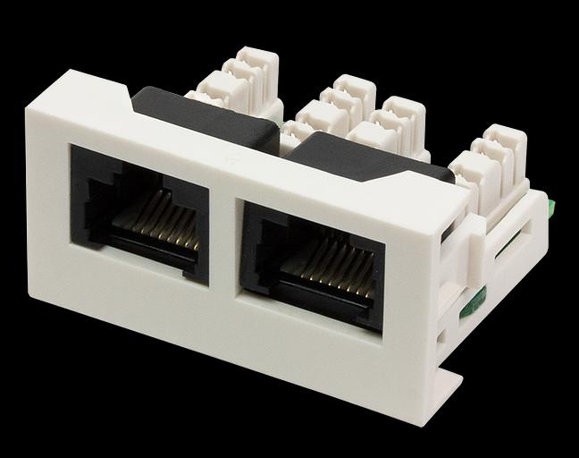 Вставка Mosaic 22.5x45 2xRJ45 Cat.6, белая фото 1